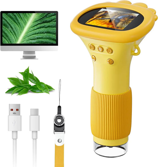 1000X Handheld Digital Microscope for Kids with 2 Inch Screen & LED Lights