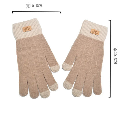 Touch Screen Gloves Winter Warm Knit Mittens Full Finger Wool for Men Women