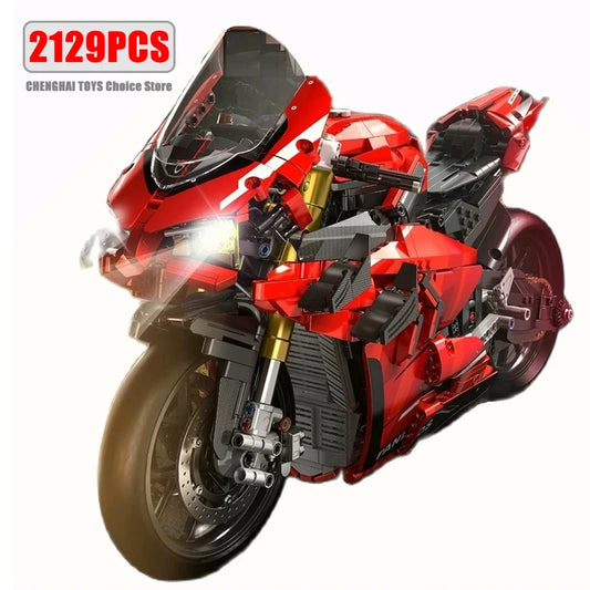 672101 2129pcs City Tech Motorcycle Car Model Building Blocks MOC Racing V4S Motobike Vehicles Bricks Toys For Children Gifts-EXPROTAS