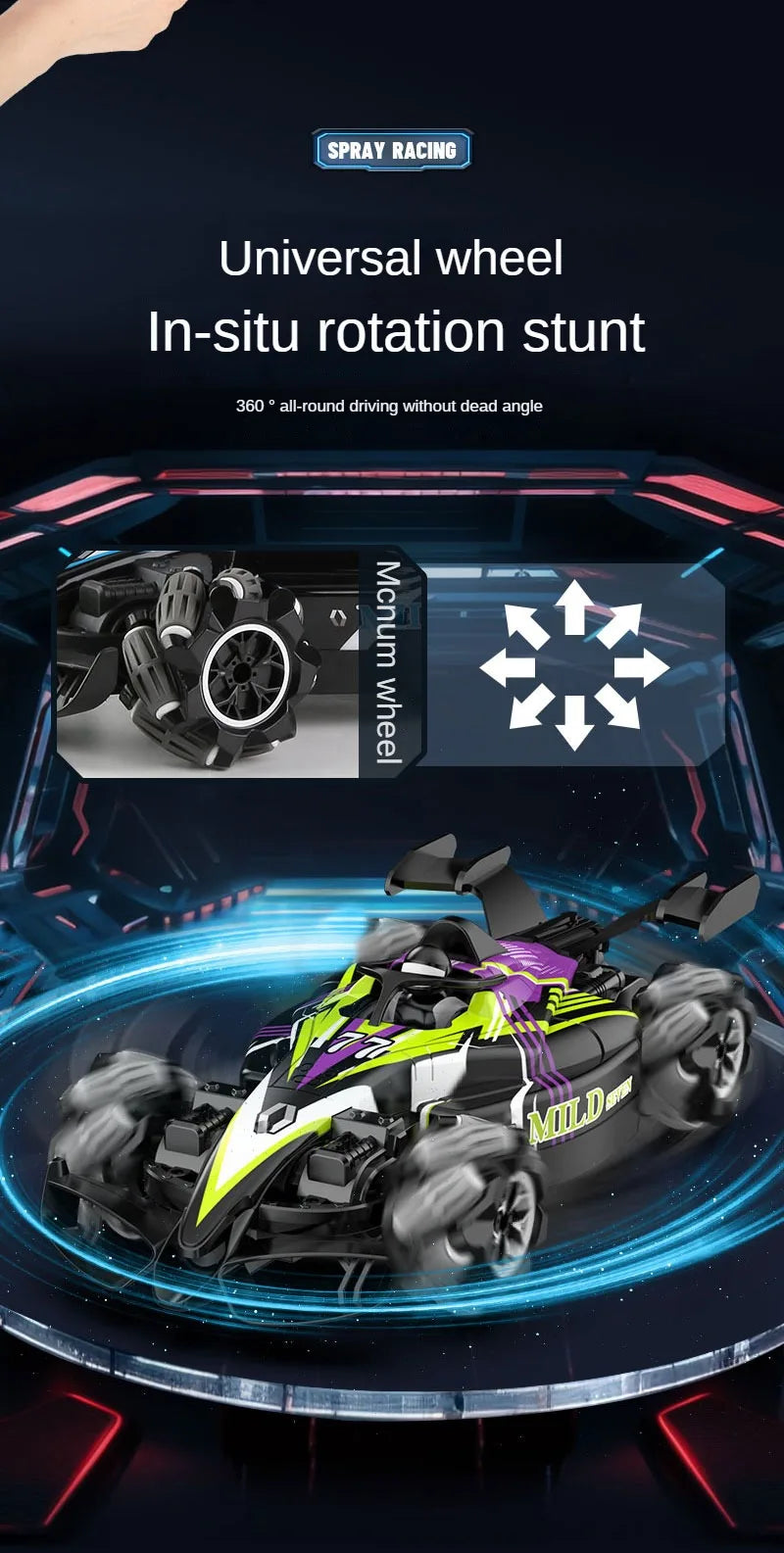ZWN F1 RC Drift Car With Music Led Lights 2.4G Glove Gesture Radio Remote Control Stunt Cars 4WD Electric Children Toy vs Wltoys-EXPROTAS