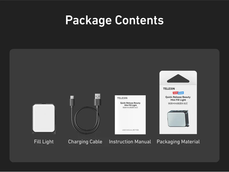 TELESIN Mini LED Vlogging Fill Light, Quick Release Waterproof Selfie for DJI Osmo Action 5/4/3/2