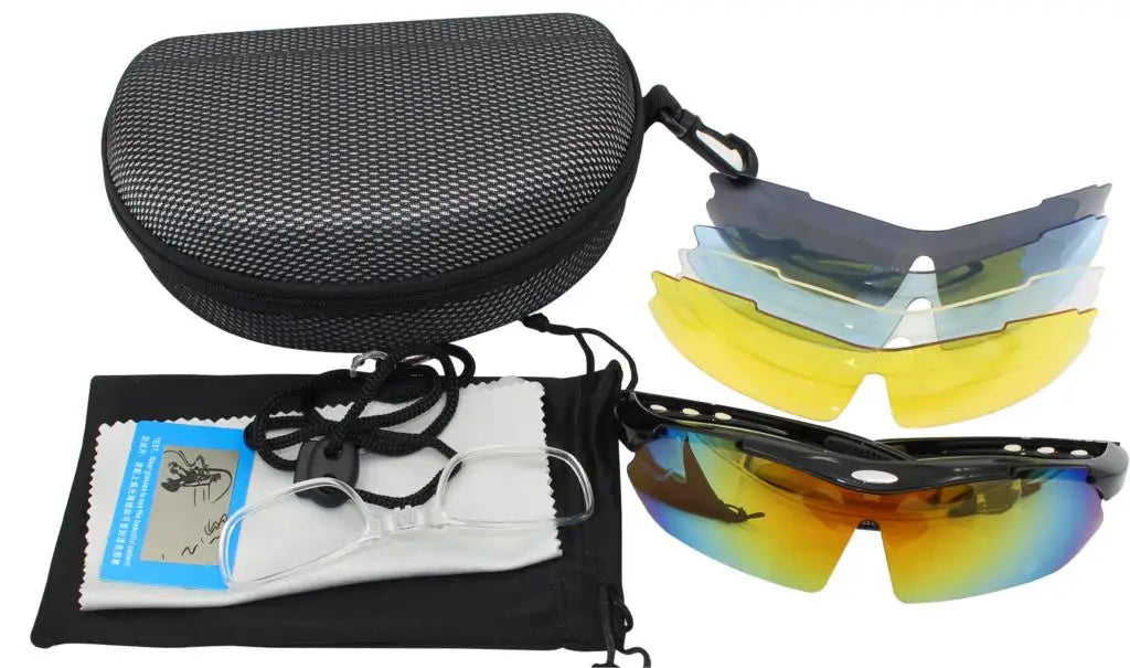 Polarised Cycling Sunglasses 5 Lens Sports Glasses MTB Road Bike Eyewear
