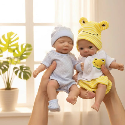 AnjoDoll 10 Inch Full Body Silicone Reborn Girl Doll Painted Washable Soft