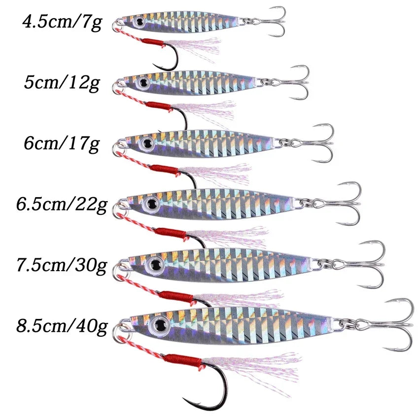 12pcs Pencil Bait Metal Casting Fixture 7/12/ 22/ 30/40/60g Shore Throwing Sea Bass Bait Sinking Artificial Bait Fishing Tackle