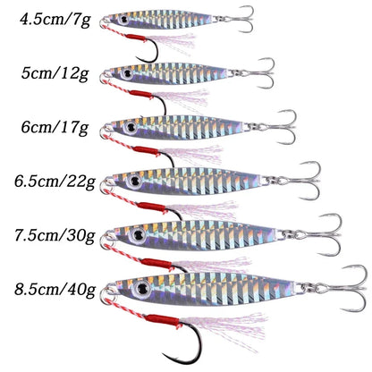 12pcs Pencil Bait Metal Casting Fixture 7/12/ 22/ 30/40/60g Shore Throwing Sea Bass Bait Sinking Artificial Bait Fishing Tackle