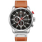 Curren Mens Watch Waterproof Quartz Chronograph Leather Strap 8291