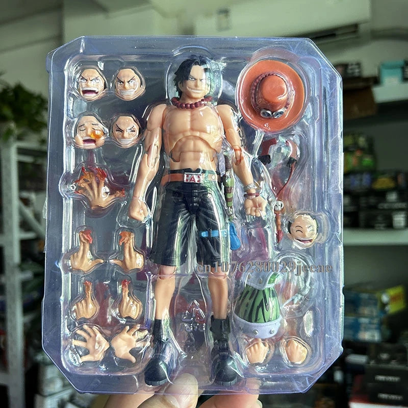 SHF One Piece Portgas D Ace Fire Fist Luffy PVC Movable Action Figure Toy