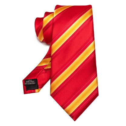 Mens Striped Neck Tie Red Formal Ties for Wedding Party Occasions