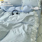 Plaid Duvet Cover 3 Piece Bedding Set Pink Check Bedspread All Seasons