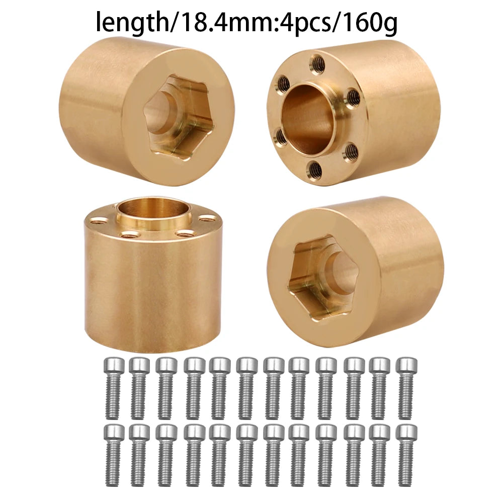 12mm Brass Wheel Weights | Hex Hub Adapter for 1/10 RC SCX10 TRX4 1.9" Rims
