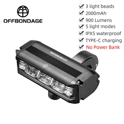 Offbondage Bicycle Light Front 1400Lumens USB Rechargeable Waterproof Flashlight