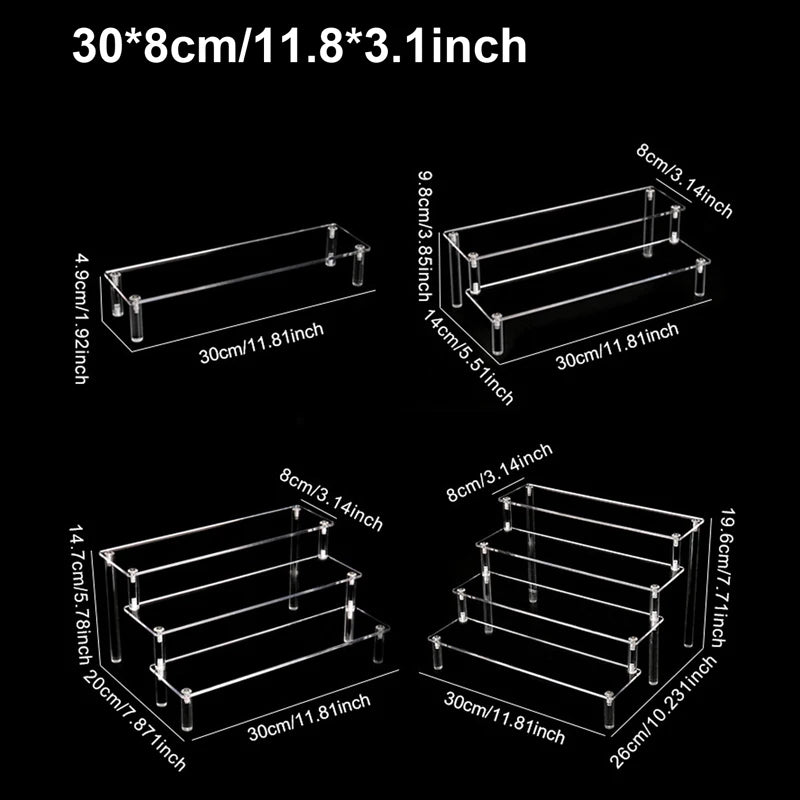 Acrylic Display Stand 1-4 Tier Transparent Shelf for Cupcake Perfume Doll