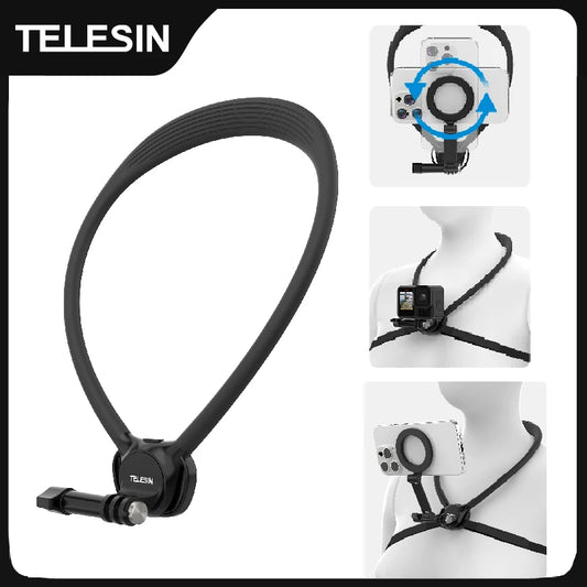 TELESIN Neck Mount Holder for Phone GoPro Insta360 DJI Action Camera 2-in-1