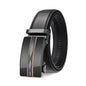 Men Leather Belt Adjustable Ratchet Automatic Buckle Black Brown