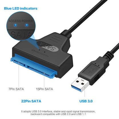USB 3.0 to SATA Cable 2.5" HDD/SSD Adapter 6Gbps 22-Pin SATA III Cord