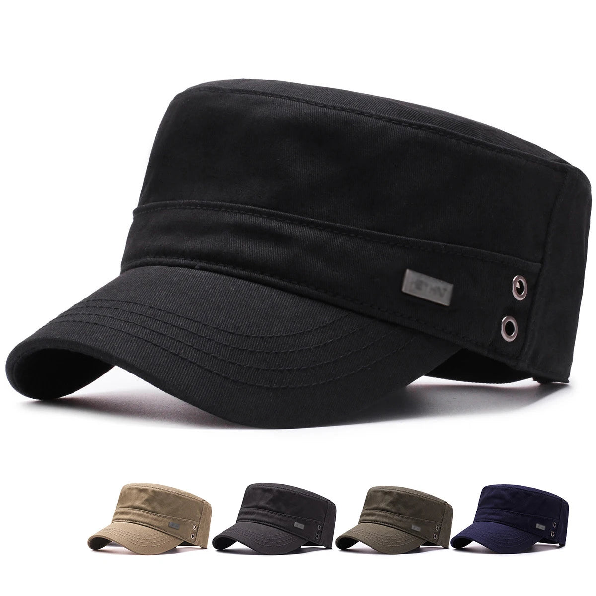 Baseball Cap Men Flat Cotton Sun Hat Casual Peaked Outdoor Brim