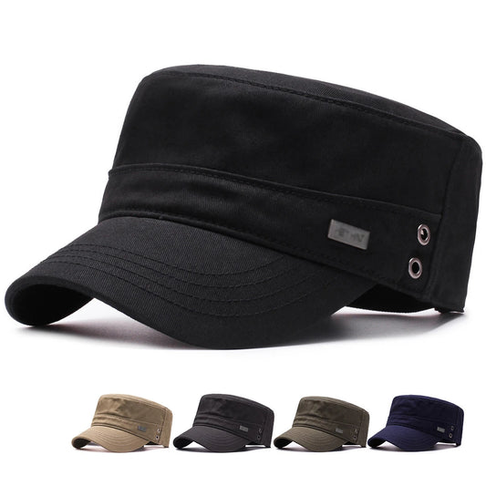 Baseball Cap Men Flat Cotton Sun Hat Casual Peaked Outdoor Brim