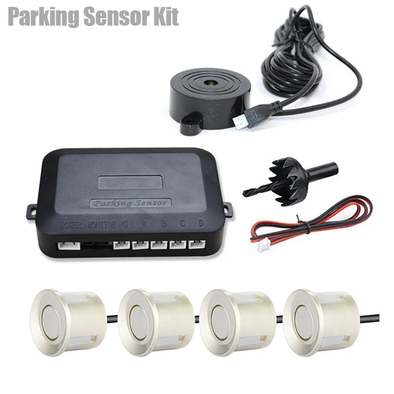 Car Parking Sensor 12V Ultrasonic 4 Sensors Buzzer Reverse Alert System