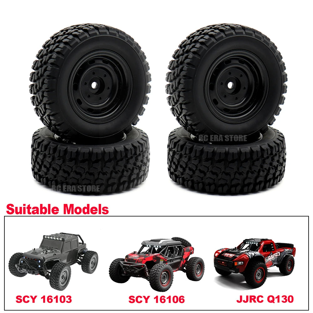 12mm Hex Rubber RC Tires 6035 for SCY 16101-16106 JJRC Q130 Off-Road Car Wheels Upgrade