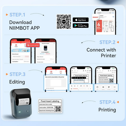 Niimbot B1 Portable Thermal Label Printer Mini Bluetooth Sticker Maker
