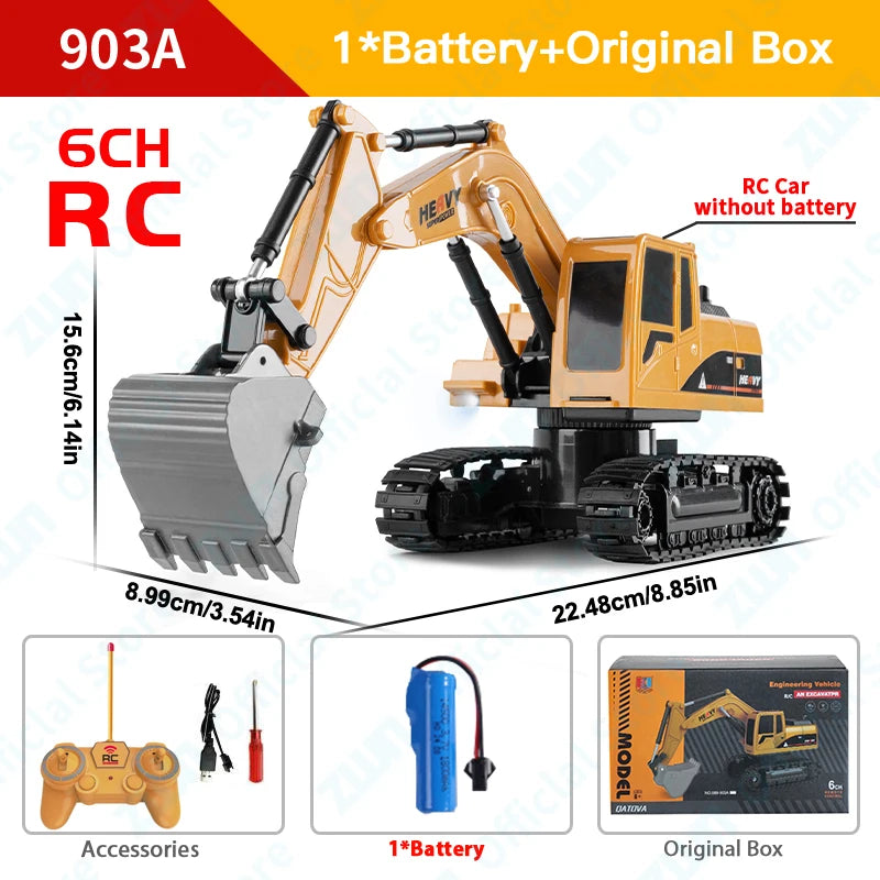 ZWN 1/16 1/20 RC Excavator Dump Truck Alloy Construction Vehicle Model Toy