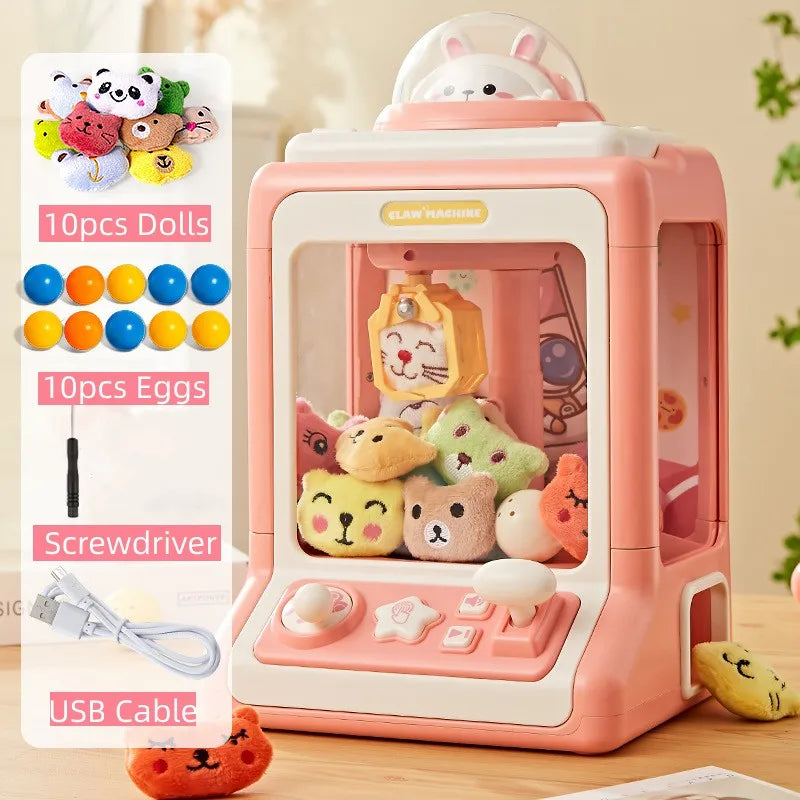 Automatic Doll Machine Toy for Kids Mini Cartoon Coin Operated Play Game Claw Crane Machines with Light Music Children Toy Gifts-EXPROTAS