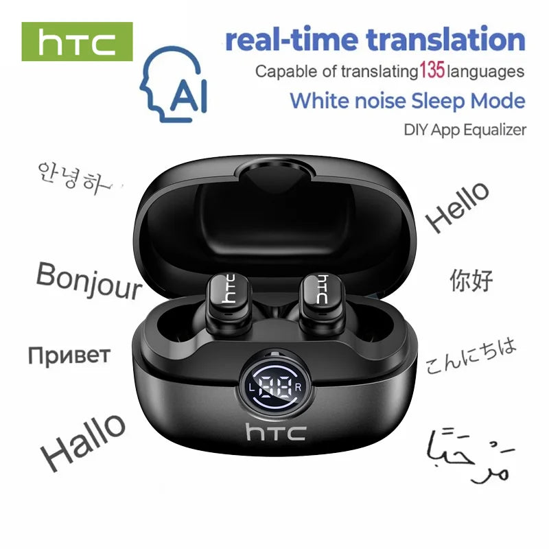 HTC NE79 Wireless Bluetooth Earbuds TWS 6.0 AI Translation 135 Languages Black