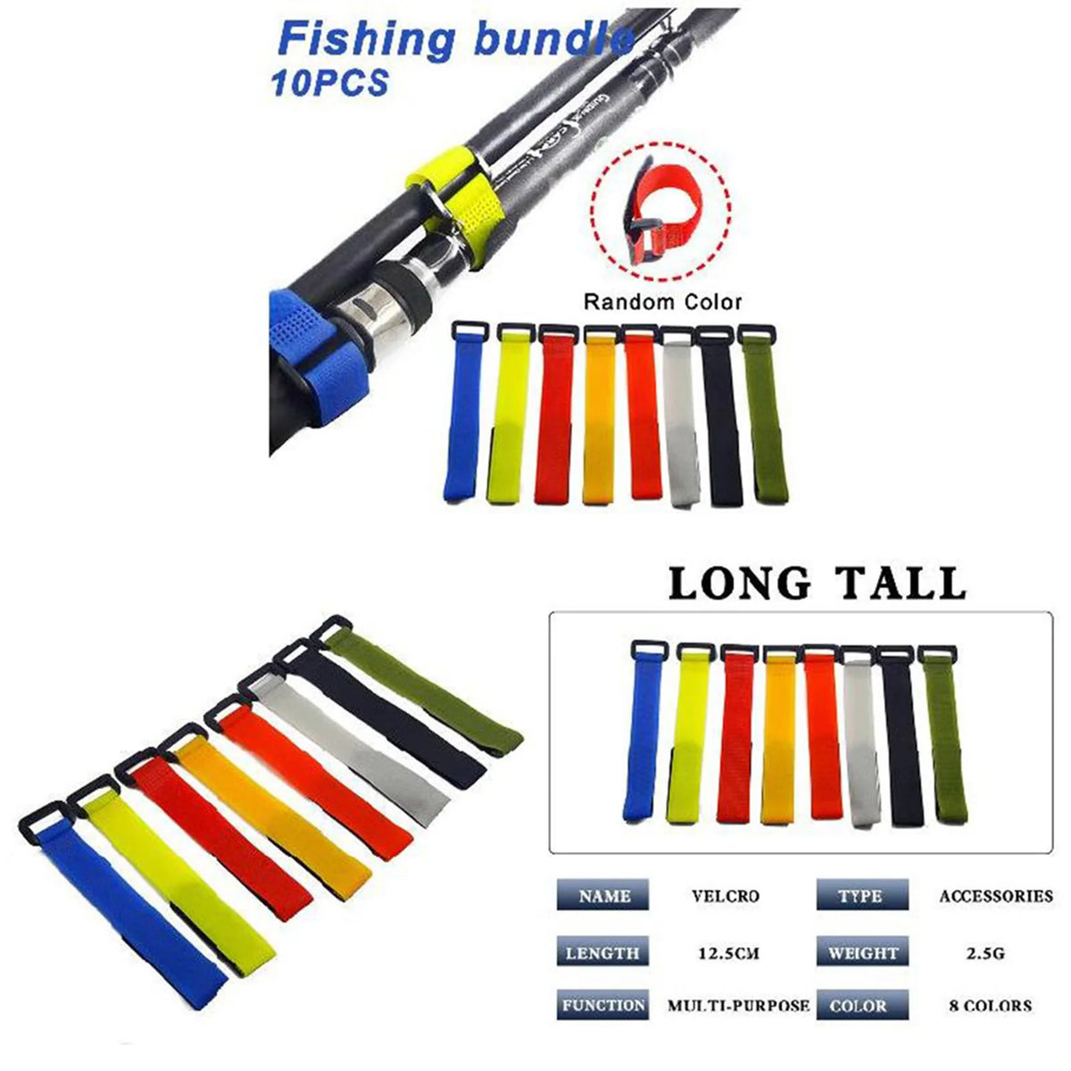 10Pcs Fishing Rod Holder Tie Waterproof Strap for Rope Clips Protective Use