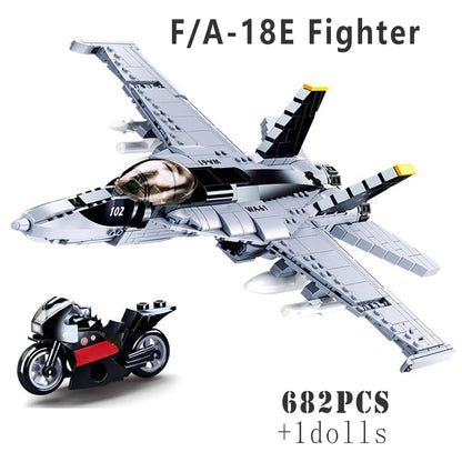 F/A-18E Fighter Jet Building Blocks Modern Military Aircraft Brick Toy Set