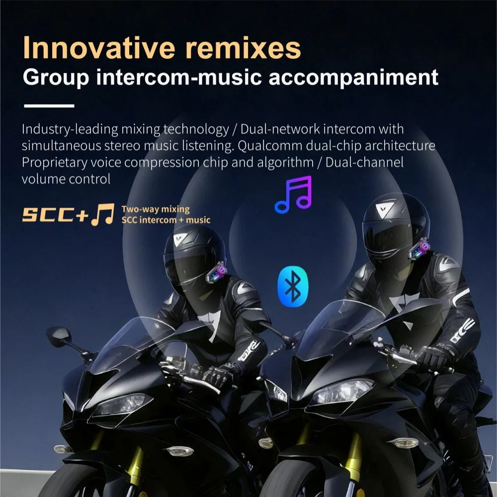 Motorcycle Helmet Bluetooth Headset X3 Pro 1000m 2-Rider Intercom IPX6