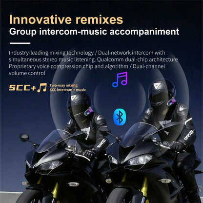 Motorcycle Helmet Bluetooth Headset X3 Pro 1000m 2-Rider Intercom IPX6