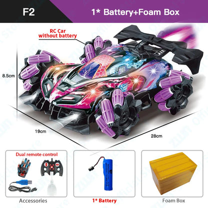 ZWN F1 RC Drift Car With Music Led Lights 2.4G Glove Gesture Radio Remote Control Stunt Cars 4WD Electric Children Toy vs Wltoys-EXPROTAS