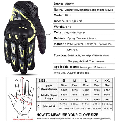 Suomy Mesh Motorcycle Gloves Summer Breathable Touch Screen Riding Gloves Unisex