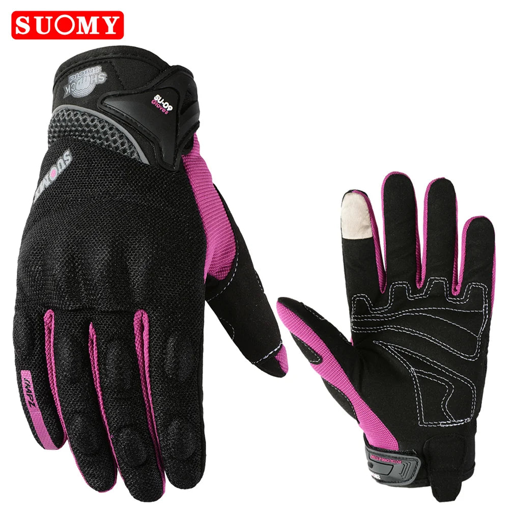 Suomy Summer Full Finger Motorcycle Gloves Breathable Touch Screen Wear-Resistant