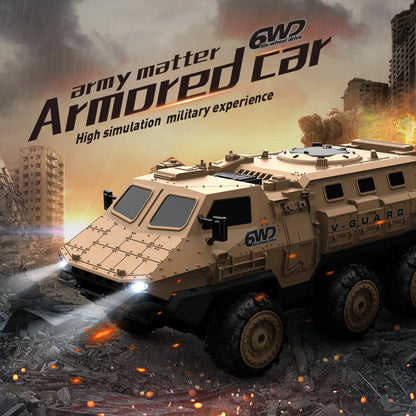 New 1:16 6WD Armored RC Military Truck, 360° Stunt High-Speed Climbing 2.4G Remote Control Toy for Boys