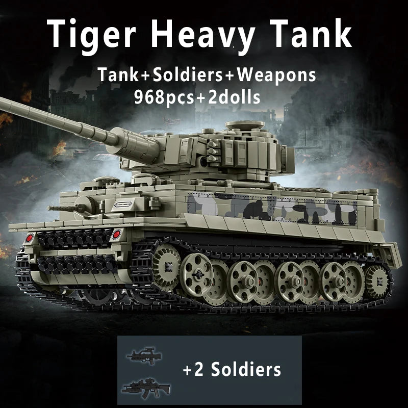 WW2 German Tiger Heavy Tank Building Blocks Military Brick Model Toy Set