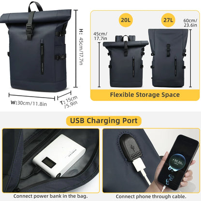 USB Port Backpack Men Large Capacity Waterproof 15.6 Inch Travel Bag