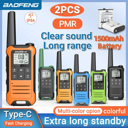 2pcs Two Way Radio Walkie Talkie Long Range Portable Rechargeable for Camping