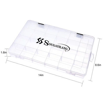 Sougayilang 1/2/4pcs 3600/3700 Plastic Fishing Tackle Box, Portable Bait Storage