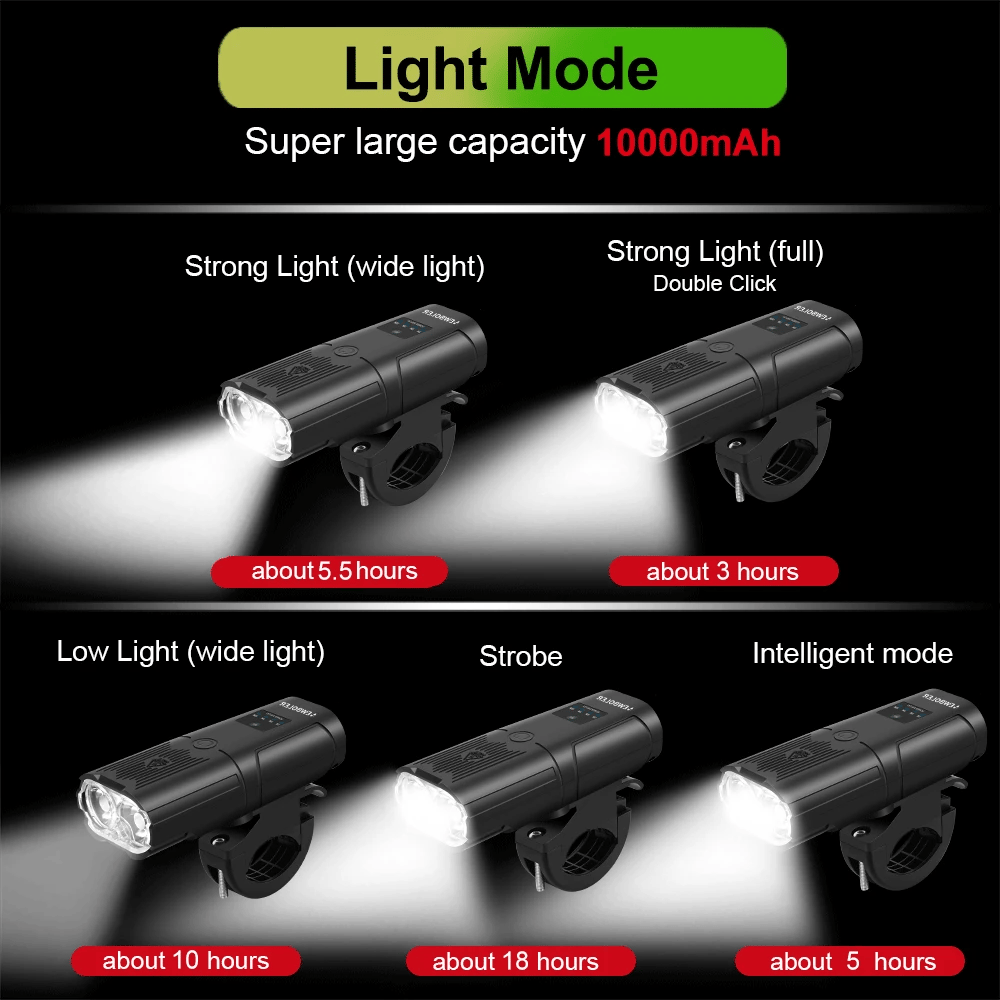NEWBOLER Bicycle Front Headlight 6000 Lumen 10000mAh USB Rechargeable MTB Road - EXPROTAS