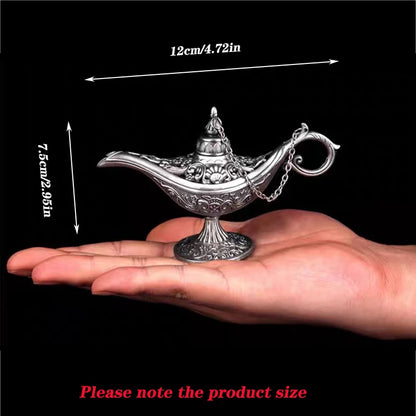 12cm Classic Aladdin Magic Genie Lamp Incense Burner Retro Wishing Oil Decor