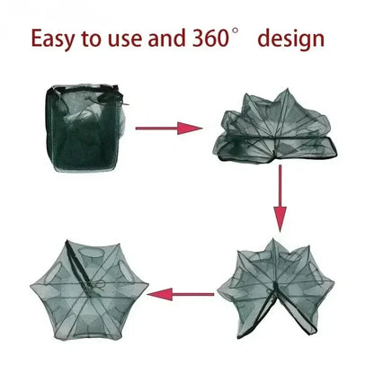 Fishing Net Crayfish Trap Folding Mesh Cage Crab Shrimp Catcher