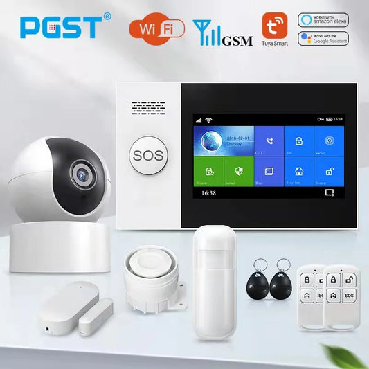 PGST PG-107 Tuya Wireless Home WIFI GSM Home Security With Motion Detector Sensor Burglar Alarm System APP Control Support Alexa-EXPROTAS