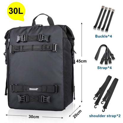 Rhinowalk Motorcycle Rear Seat Bag 10/20/30L Waterproof Saddle Luggage Bag
