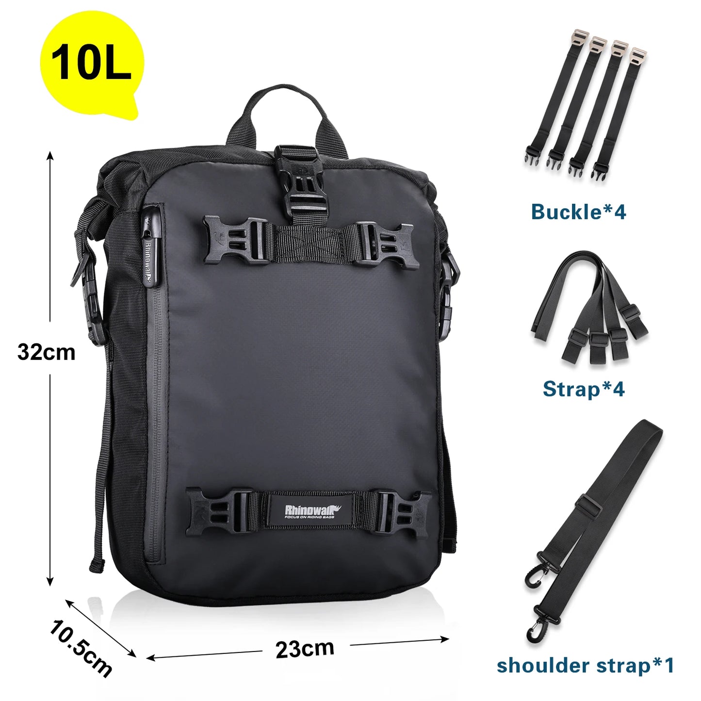 Rhinowalk Motorcycle Rear Seat Bag 10/20/30L Waterproof Saddle Luggage Bag