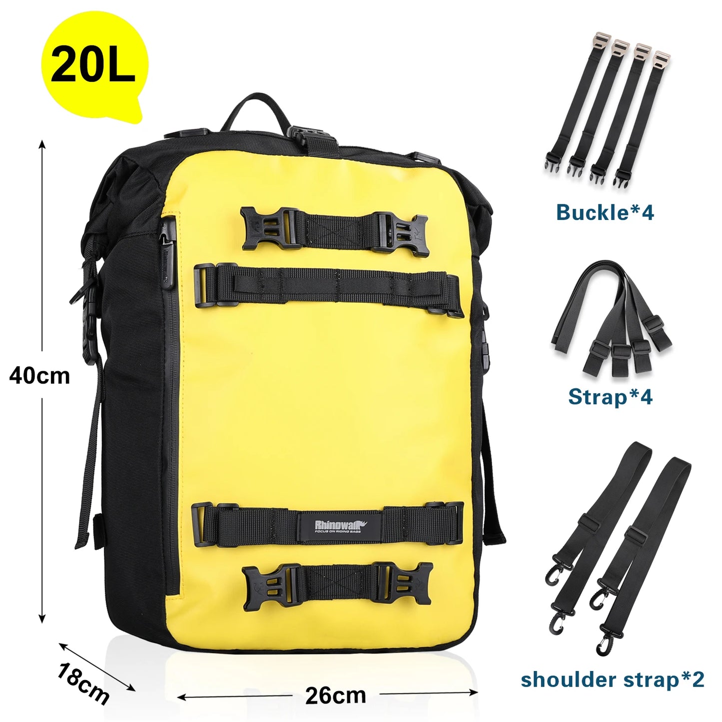 Rhinowalk Motorcycle Rear Seat Bag 10/20/30L Waterproof Saddle Luggage Bag